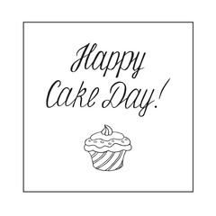 A greeting card with a cupcake in the doodle style
