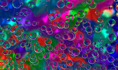 Abstract composition of multicolored transparent spheres of different sizes. 3d rendering.