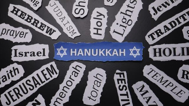 HANUKKAH Word Cloud Jewish Celebration Concept Animation Loop