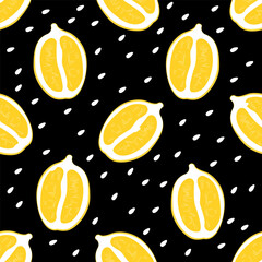 Lemon halves seamless pattern Vector illustration in flat design