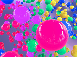 Abstract composition of multicolored spheres of different sizes. 3d rendering.