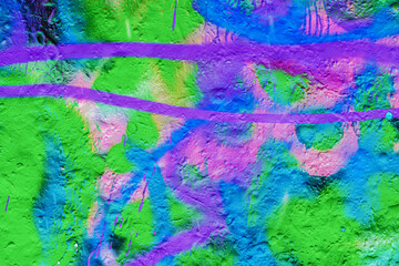 Colorful concrete wall with bright scribble and doodle