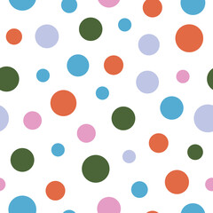 Colorful Tossed Retro Polka Dot Seamless Pattern Background Print