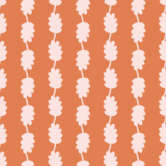 Autumn Orange Vertical Striped Leaves Seamless Pattern Background Print