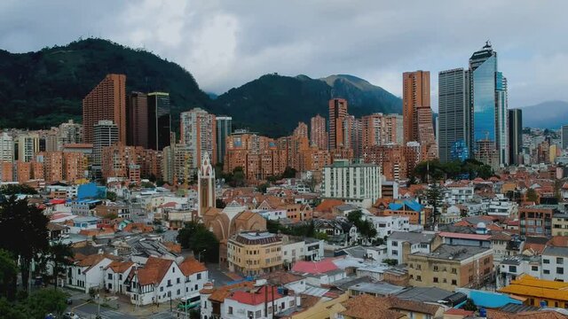 Aerial view of the skyline of Bogota Colombia