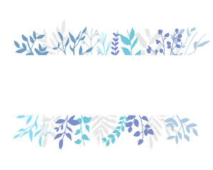 Fototapeta na wymiar 夏カラーの草木ベクターイラスト。上下イラストのフレーム。　Summer color vegetation vector illustration. Top and bottom illustration frame.