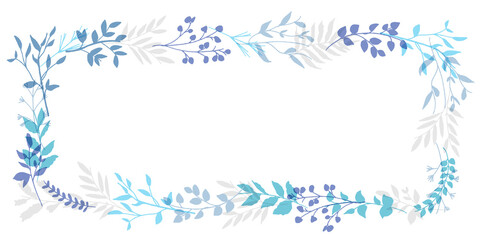 Fototapeta na wymiar 夏カラーの草木ベクターイラスト。上下イラストのフレーム。　Summer color vegetation vector illustration. Top and bottom illustration frame.