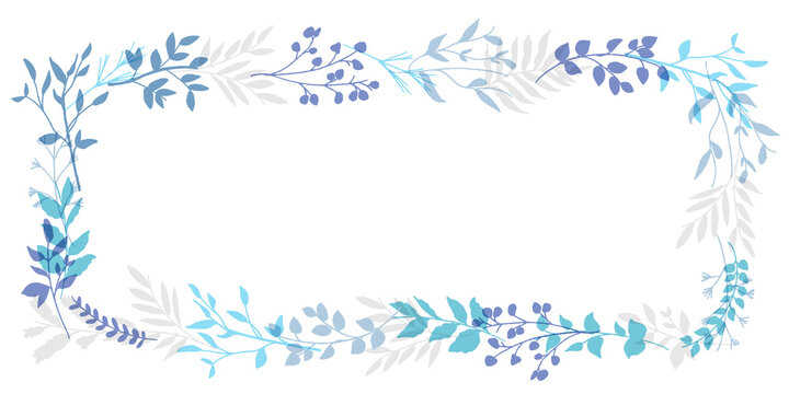 夏カラーの草木ベクターイラスト。上下イラストのフレーム。　Summer color vegetation vector illustration. Top and bottom illustration frame.