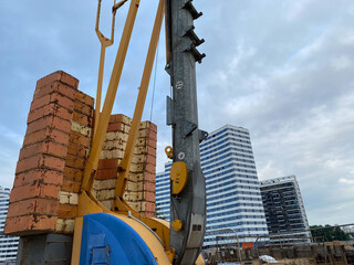 Founding of a large lifting industrial construction crane for the construction of houses and...