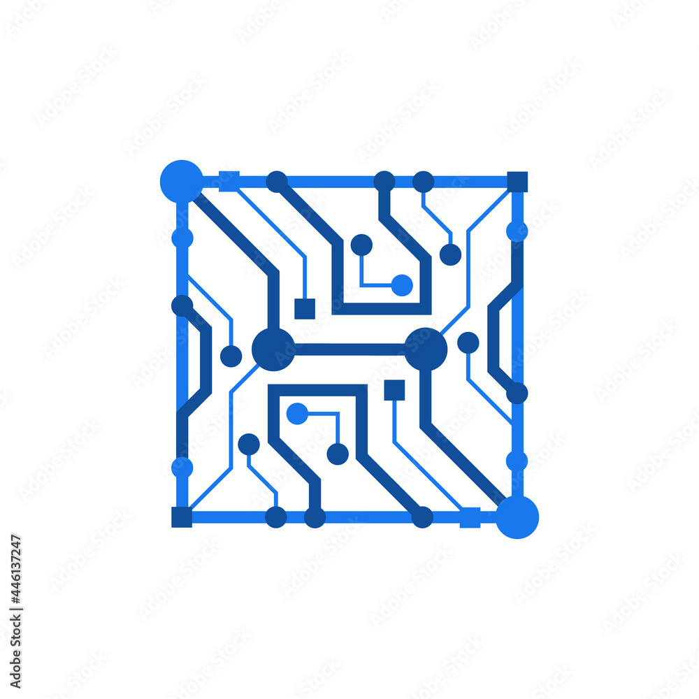 Poster abstract microchip sign. network, digital, internet, artificial intelligence technology concept. cpu