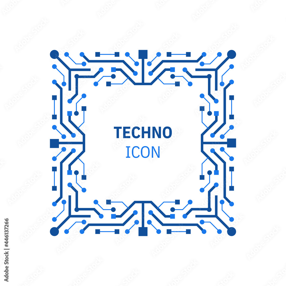 Poster abstract microchip sign. network, digital, internet, artificial intelligence technology concept. cpu