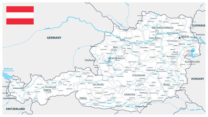 Austria Map White Color - obrazy, fototapety, plakaty