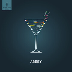 Vector illustration. Mixed alcohol drink. Cocktail