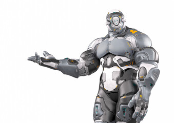 Fototapeta premium future soldier is doing a presentation pose in white background