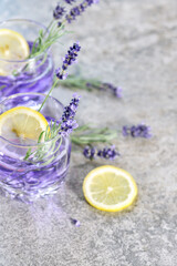 Cold summer lemonade Lavender drink lemon herbs