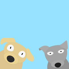 pair of dogs on light blue background