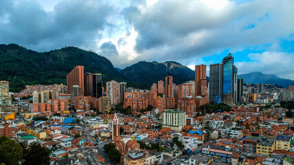 Aerial view of the skyline of Bogota Colombia