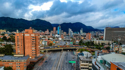 Obraz premium Aerial view of the skyline of Bogota Colombia