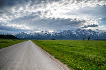 Grand Teton National Park scenery on a partially cloudy day in early June