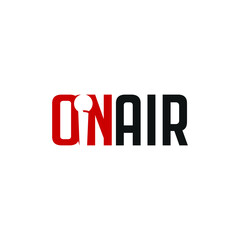 On Air Sign Studio. Logo design. Microphone Symbol. Vector Illustration.
