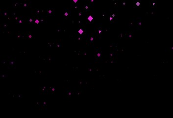 Dark pink vector background with triangles, circles, cubes.