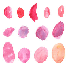 Hand drawn pink watercolor stains