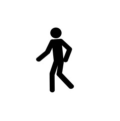 Fototapeta na wymiar The icon of a walking figure, the silhouette of a moving person isolated on a white background.