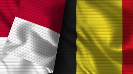 Belgium and Indonesia Realistic Flag – Fabric Texture 3D Illustration