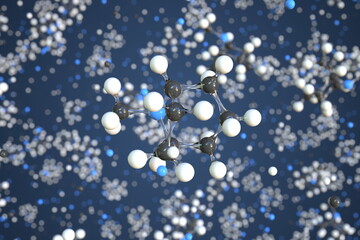 Tropane molecule, scientific molecular model, 3d rendering