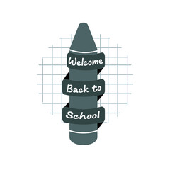 Welcome Back to School Text Illustration with crayon and Ribbon