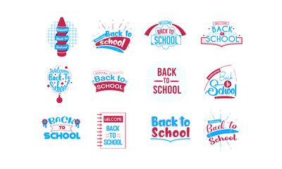 Set of Welcome Back to School Emblems