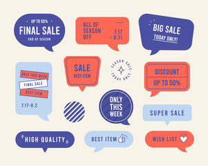 Flat design of labels, ribbon banners, Banner Web Sticker illustration.