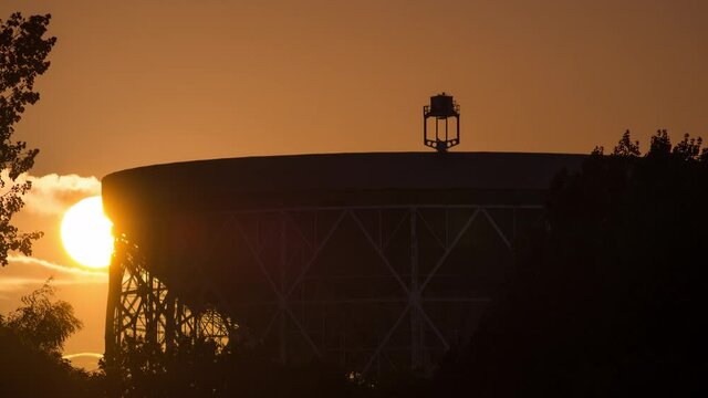 Jodrell Bank Radar Observatory Experimental Station Lovell Telescope Sunset Time Lapse 4K 4444 colourspace from a 6K source
