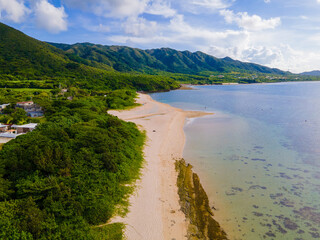 沖縄県石垣島の海がある風景をドローン空撮 Ishigaki Okinawa