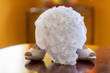 white Wedding Bouquet on a table
