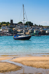 Obraz premium View of Kingsbridge Estuary and boats, SALCOMBE, Kingsbridge, Devon, England
