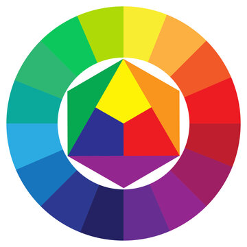 color palette on white background. Graphic color background. Circle triangle. Vector illustration. Stock image.