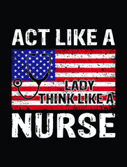 Nurse like it harder faster deeper cpr saves lives usa grunge flag nurse tshirt design