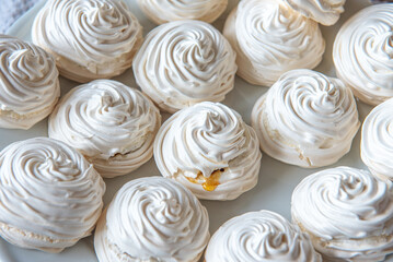 homemade baked meringue pastry