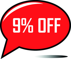 9 percent off red balloon, floating balloon for discount promotional offers, super sale, super offer, reduct balloon with white font and dark shadow
