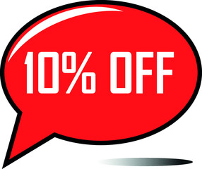 10 percent off red balloon, floating balloon for discount promotional offers, super sale, super offer, reduct balloon with white font and dark shadow