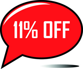 11 percent off red balloon, floating balloon for discount promotional offers, super sale, super offer, reduct balloon with white font and dark shadow