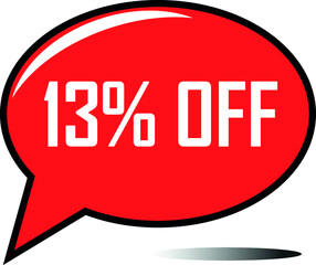 13 percent off red balloon, floating balloon for discount promotional offers, super sale, super offer, reduct balloon with white font and dark shadow