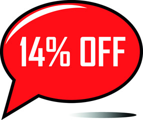 14 percent off red balloon, floating balloon for discount promotional offers, super sale, super offer, reduct balloon with white font and dark shadow