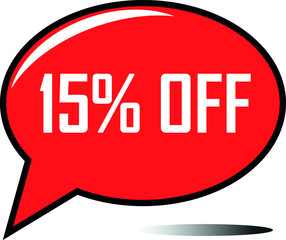 15 percent off red balloon, floating balloon for discount promotional offers, super sale, super offer, reduct balloon with white font and dark shadow