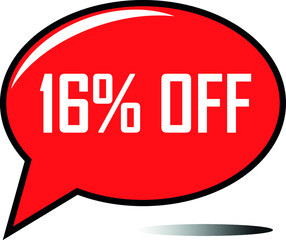 16 percent off red balloon, floating balloon for discount promotional offers, super sale, super offer, reduct balloon with white font and dark shadow