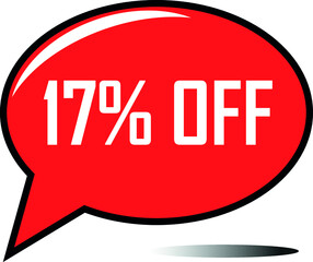 17 percent off red balloon, floating balloon for discount promotional offers, super sale, super offer, reduct balloon with white font and dark shadow