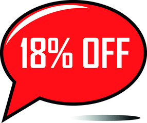 18 percent off red balloon, floating balloon for discount promotional offers, super sale, super offer, reduct balloon with white font and dark shadow