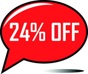 24 percent off red balloon, floating balloon for discount promotional offers, super sale, super offer, reduct balloon with white font and dark shadow