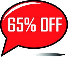 65 percent off red balloon, floating balloon for discount promotional offers, super sale, super offer, reduct balloon with white font and dark shadow